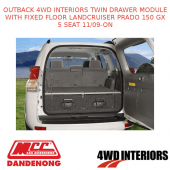 OUTBACK 4WD INTERIORS TWIN DRAWER MODULE FIXED FLR LANDCRUISER GX 5 SEAT 11/9-ON